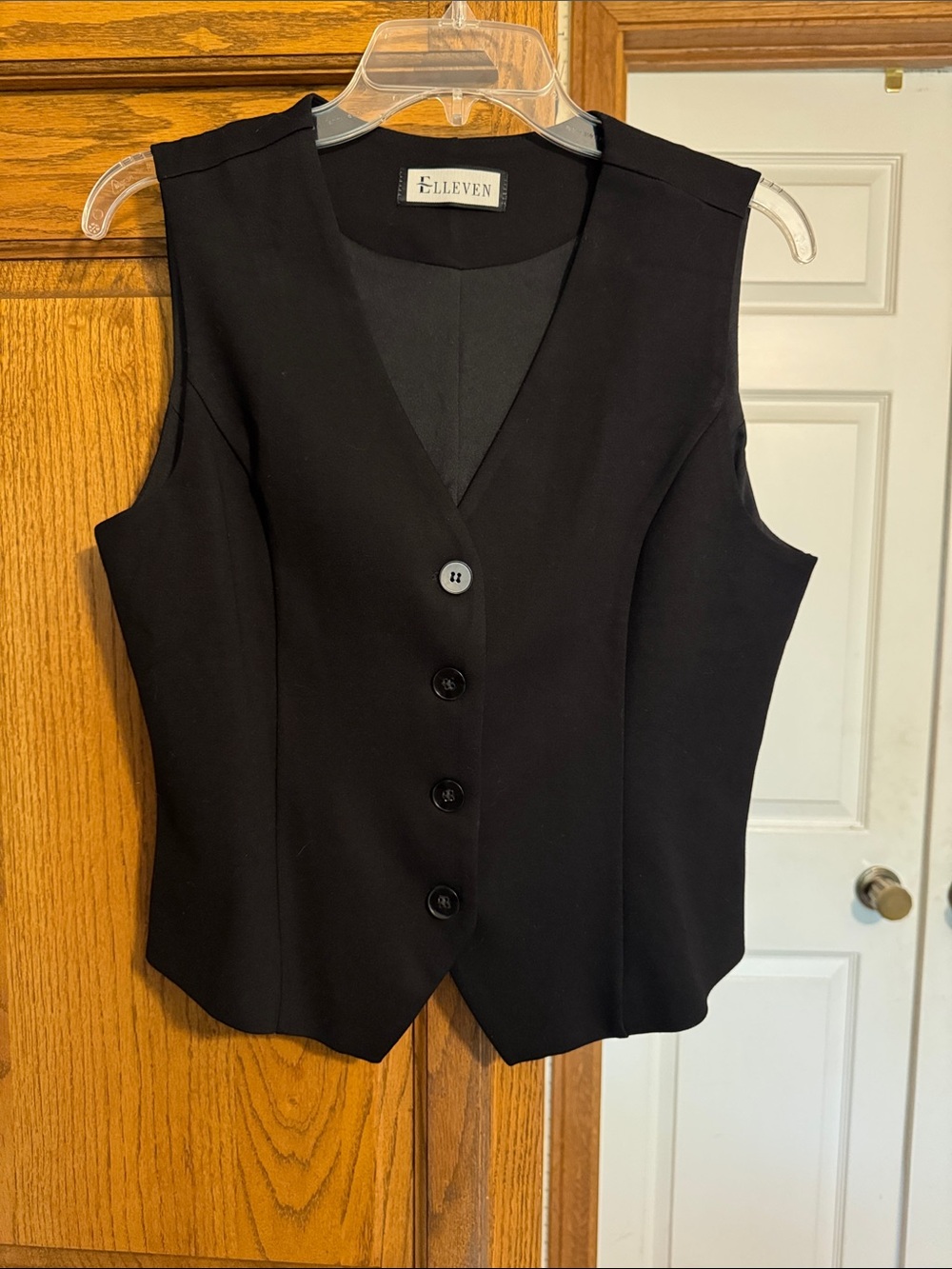 Elleven Black Tailored Button front Ponte Vest M